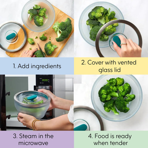 Anyday steamer in microwave cooking vegetables, fast reheating and safe heating