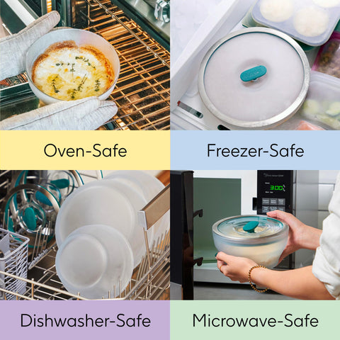 Anyday stacked containers in fridge showing space-saving benefit