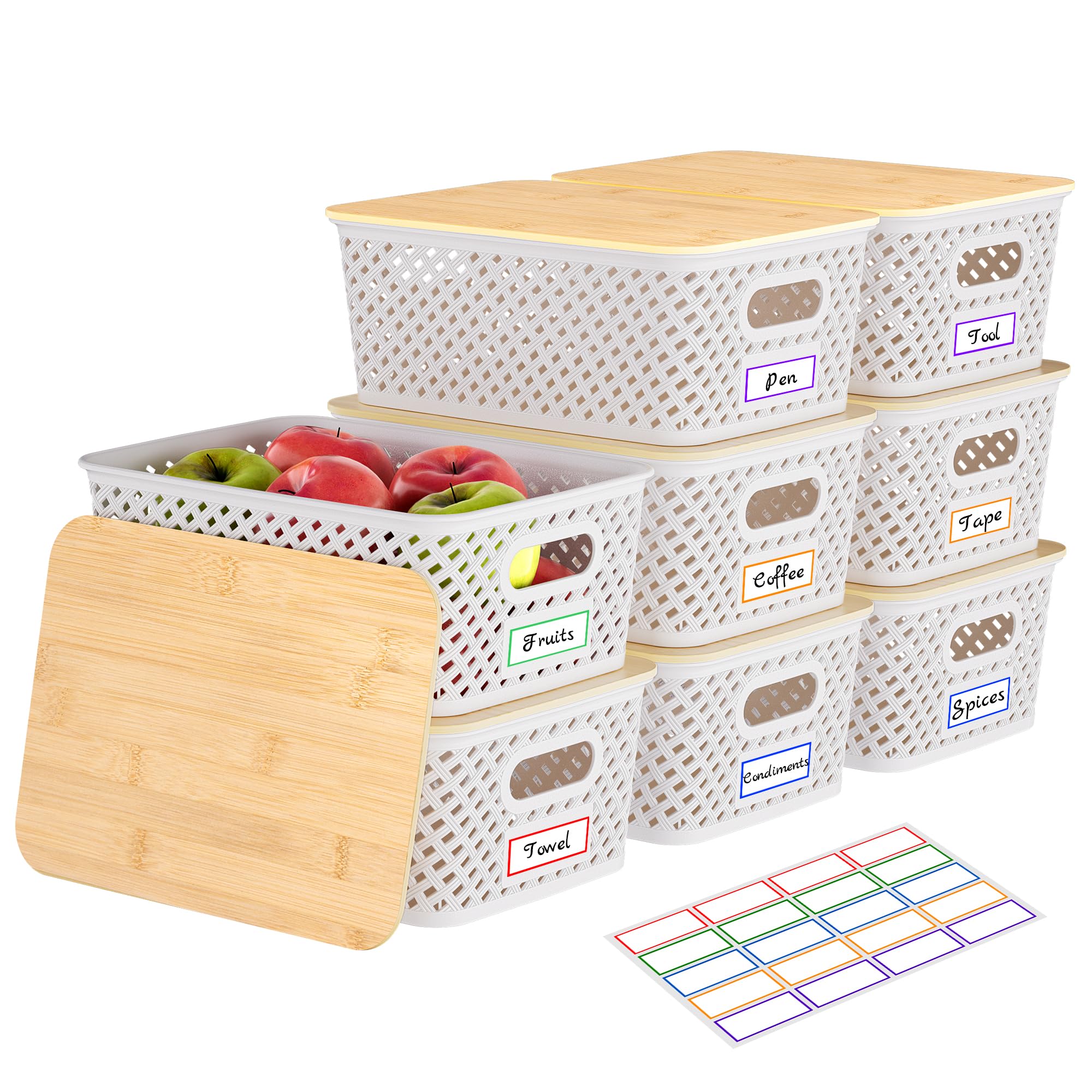 Anysig front view of 8-pack bins showing tidy storage and quick setup benefit