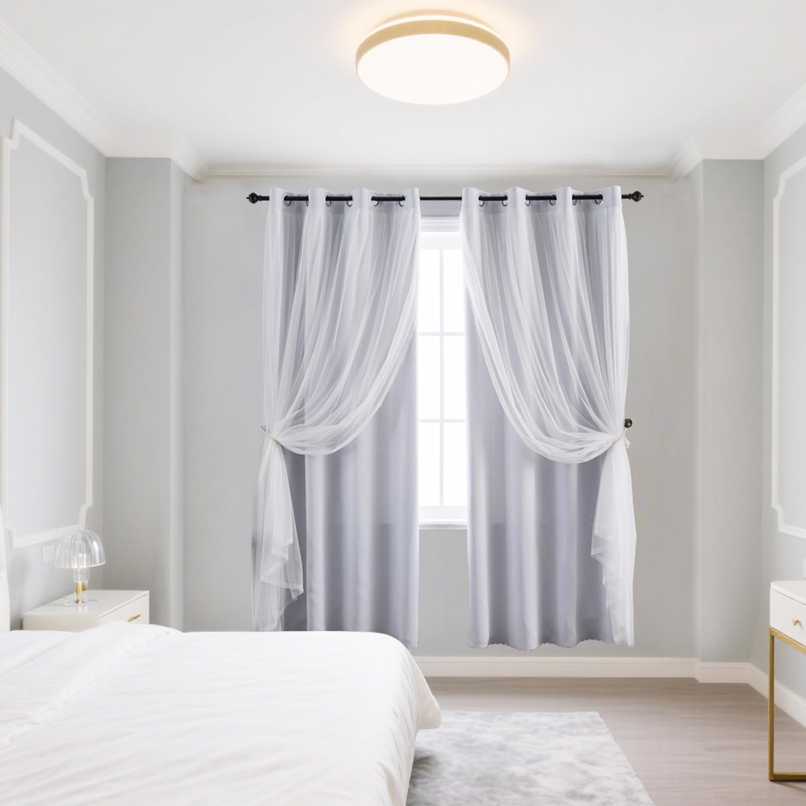 Anytime detachable tieback detail enabling neat, tailored window appearance