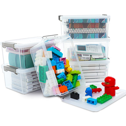 Anywish front view of six clear bins showing organized storage benefit