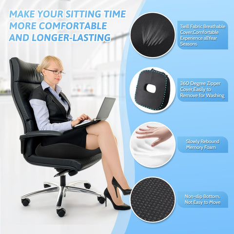 anzhixiu pillow on office chair shows improved seated posture and comfort
