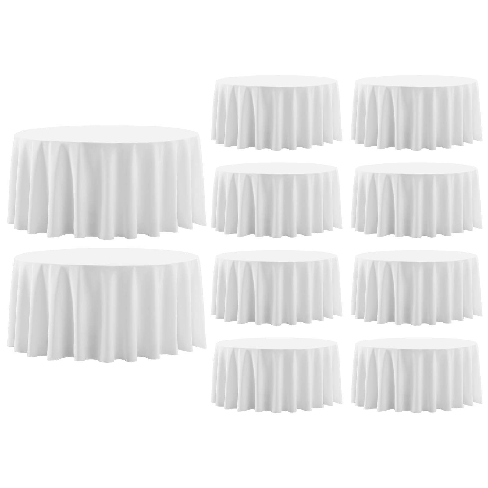 Aocoz front pack of ten 120-inch round tablecloths showing value and quantity