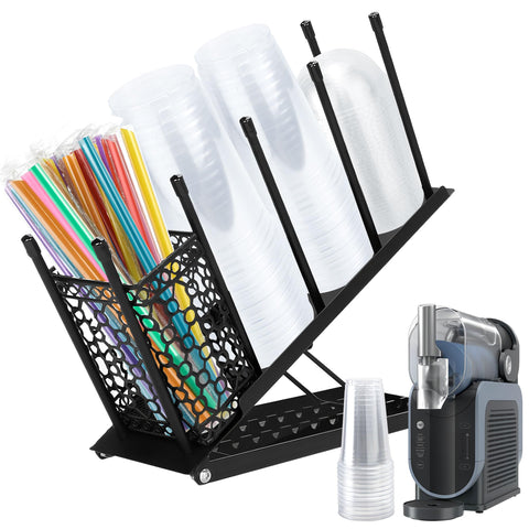 AODPWEN front view of metal cup organizer showcasing tidy compartments and compact design benefit