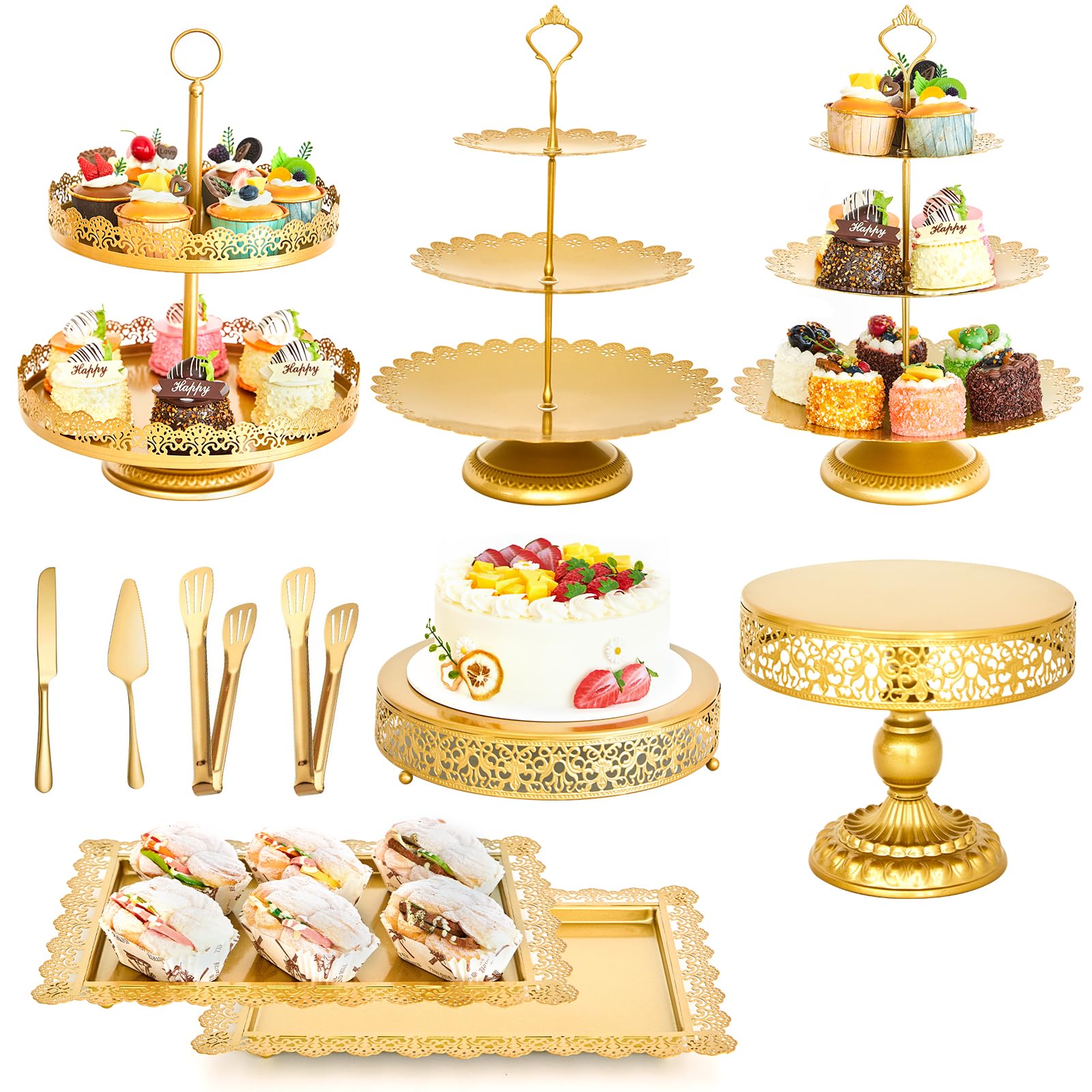 Aofure front view of assembled gold stands showing elegant presentation benefit