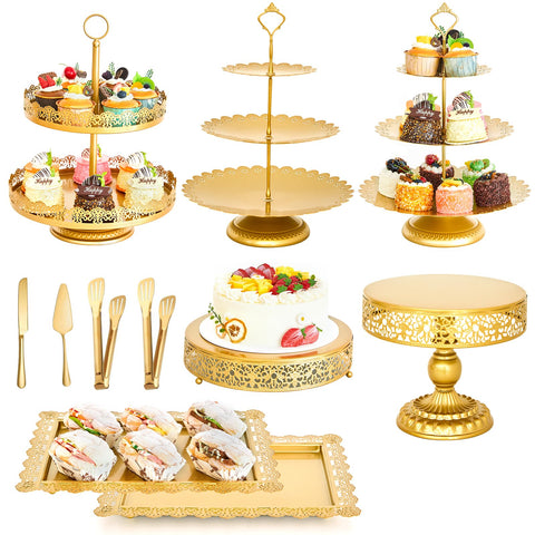 Aofure front view of assembled gold stands showing elegant presentation benefit