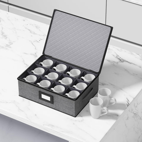 Aokeyee organizer in kitchen setting showing tidy, dust-free mug storage