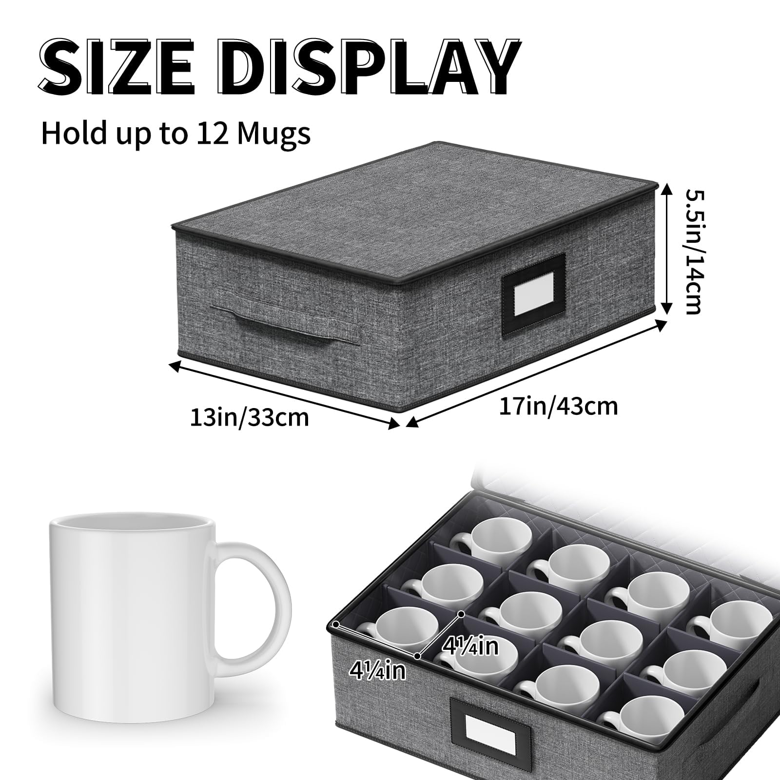 Aokeyee open case with 12 mugs inside demonstrating secure organized storage