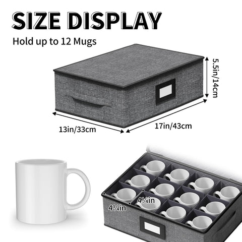 Aokeyee open case with 12 mugs inside demonstrating secure organized storage