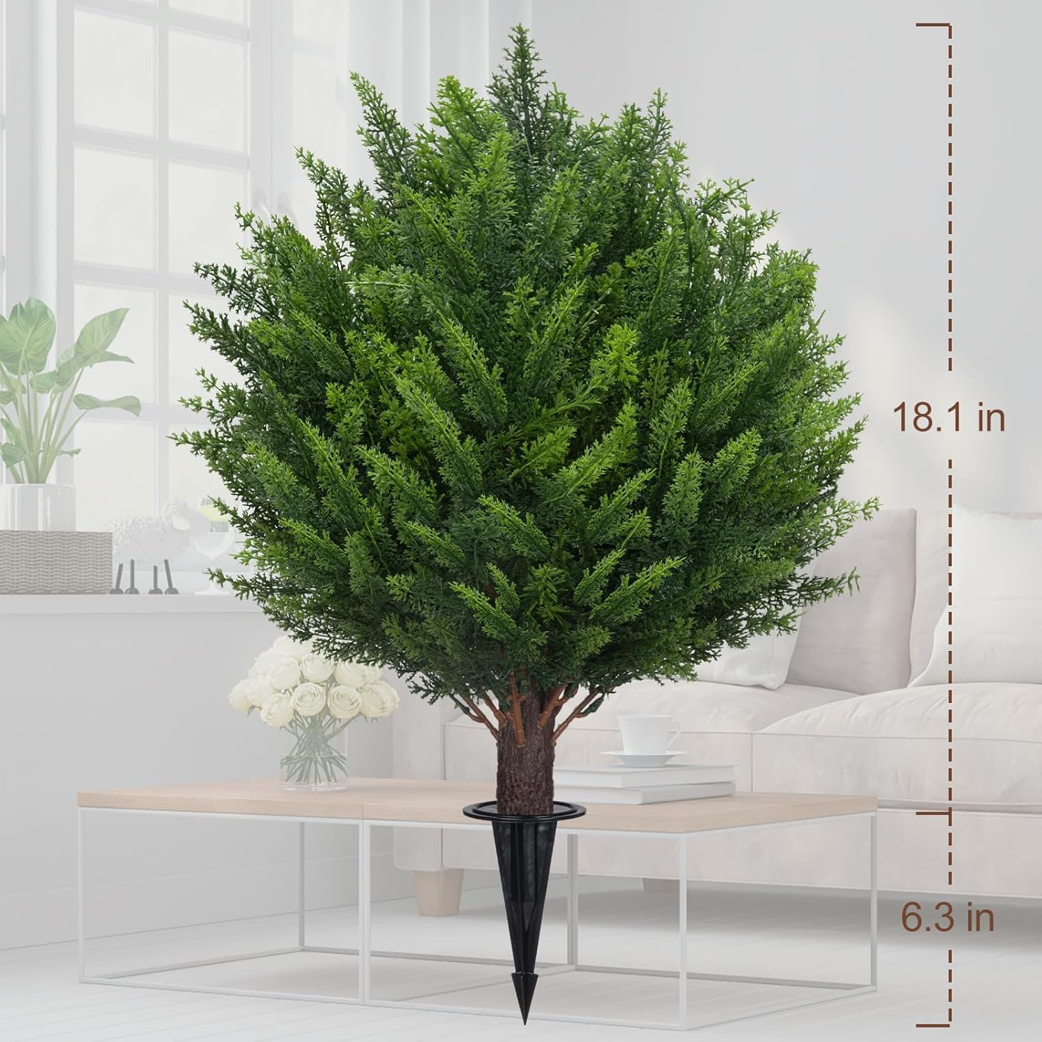 AOKIIE topiary placed in a decorative pot showing easy planter styling
