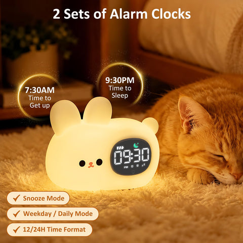 Aokpsrt Bunny nightlight demonstrating seven-color option for calming ambiance