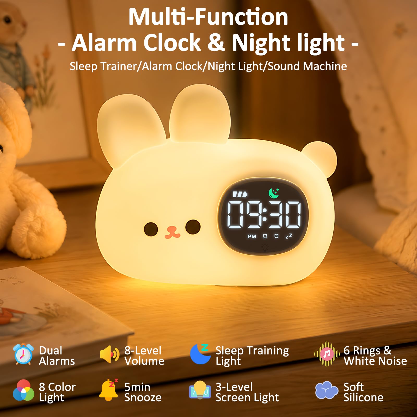 Aokpsrt Bunny soft-silicone side view highlighting durable, child-safe casing