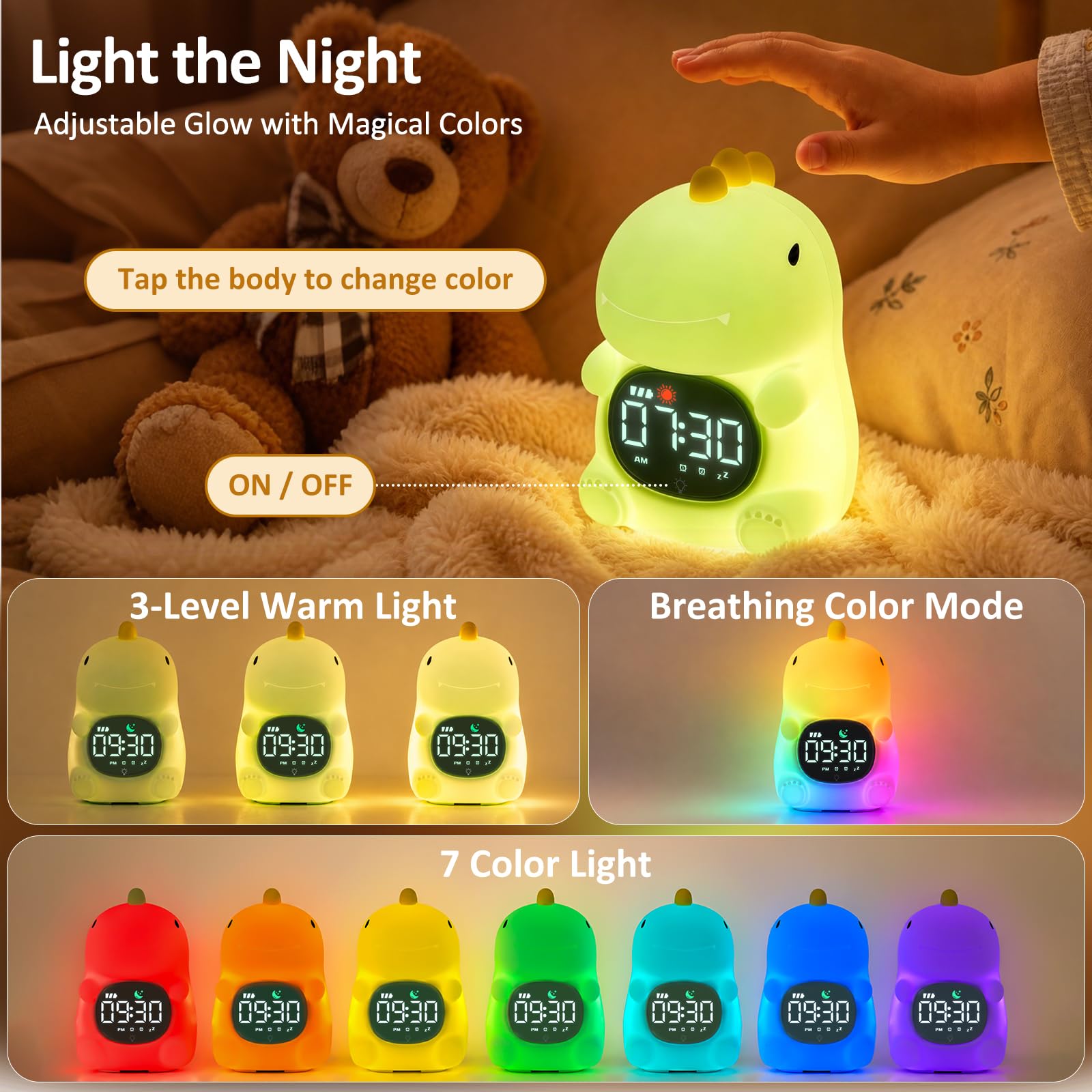 Top controls of Aokpsrt with sound and volume options for soothing white-noise selection
