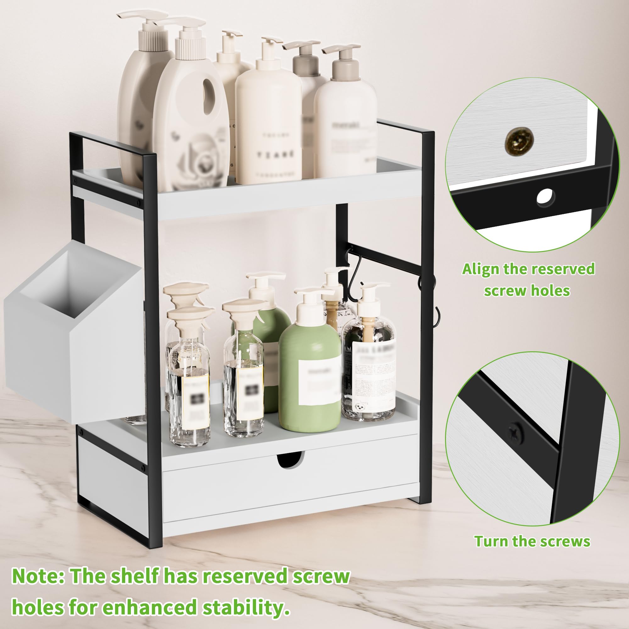 Aollewoiti assembled on bathroom counter demonstrates cleared countertop benefit