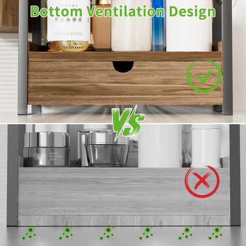 Aollewoiti in bathroom lifestyle scene showing clutter-free counter benefit