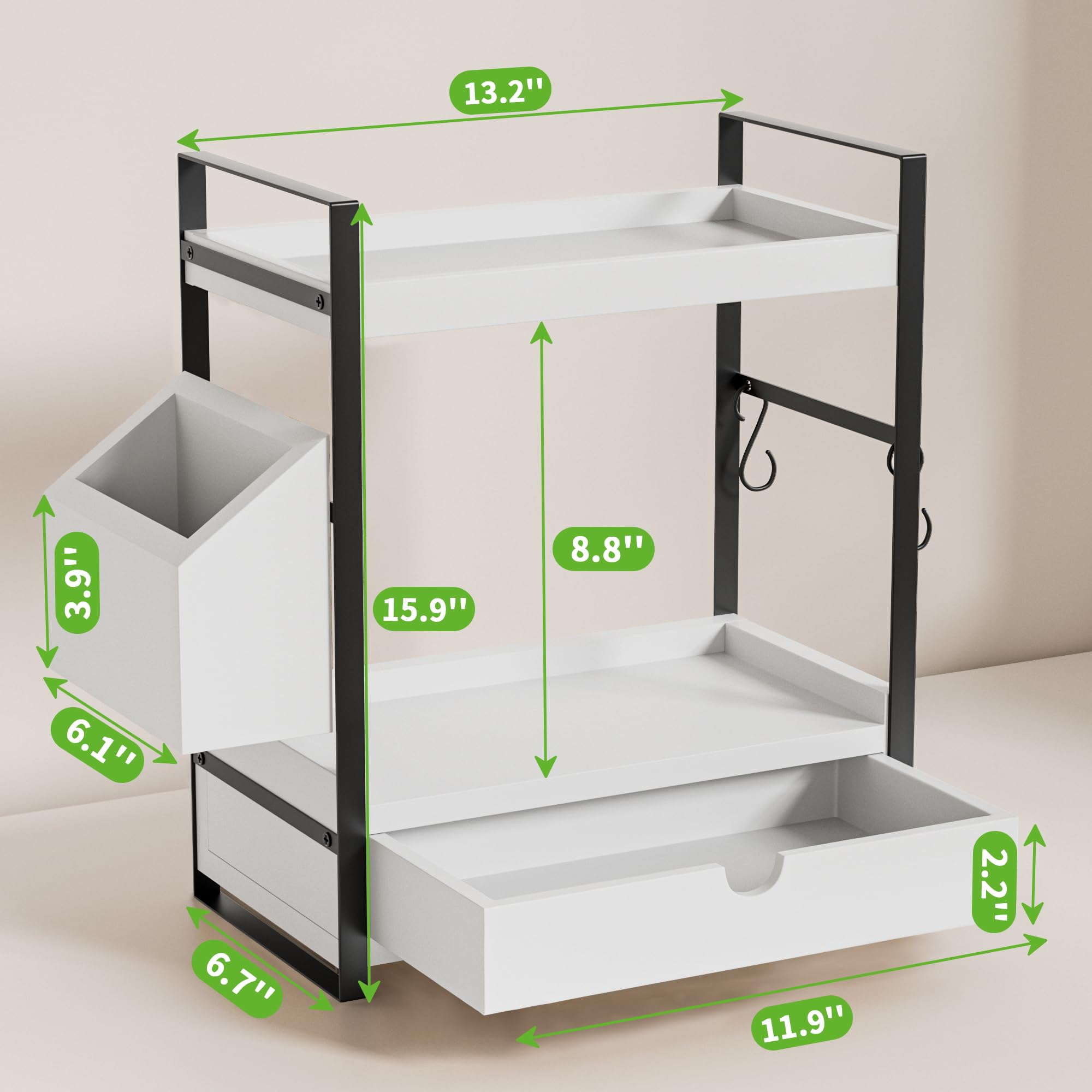 Aollewoiti top shelf and drawer detail highlights quick-access benefit