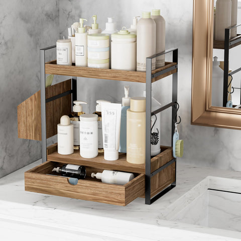 Aollewoiti top shelf with bottles demonstrating reachable storage benefit
