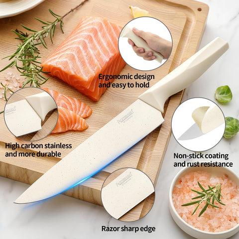 Aomiesen kitchen shears and utility knife in action for multiuse convenience
