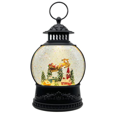 AOMIL front view lantern showing reindeer scene and bright LEDs enhancing decor