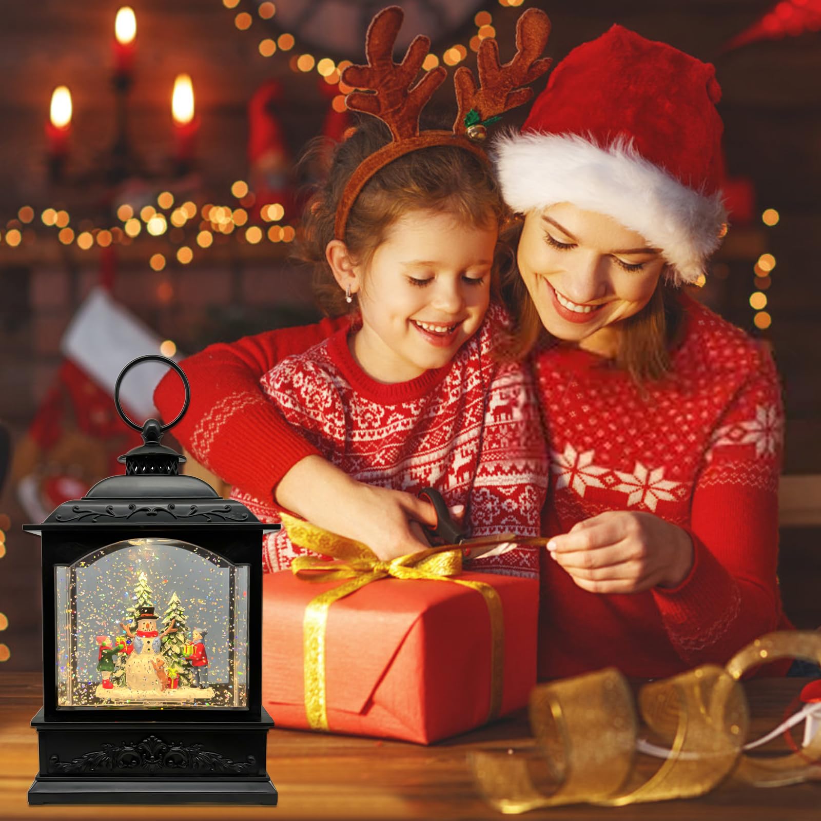AOMIL globe lit with color-changing LEDs to create warm festive ambiance