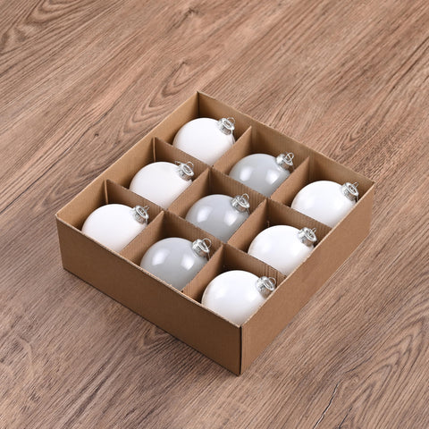 AOMOONOA white glass baubles in gift box ready for gifting and seasonal presentation