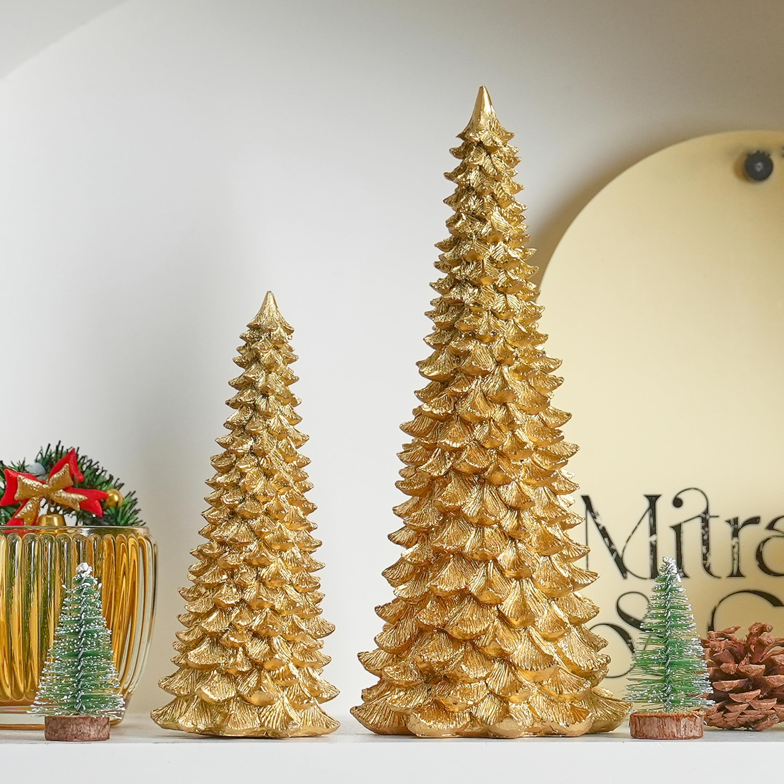 AOMOONOA gold tree front view showing elegant tabletop decoration benefit