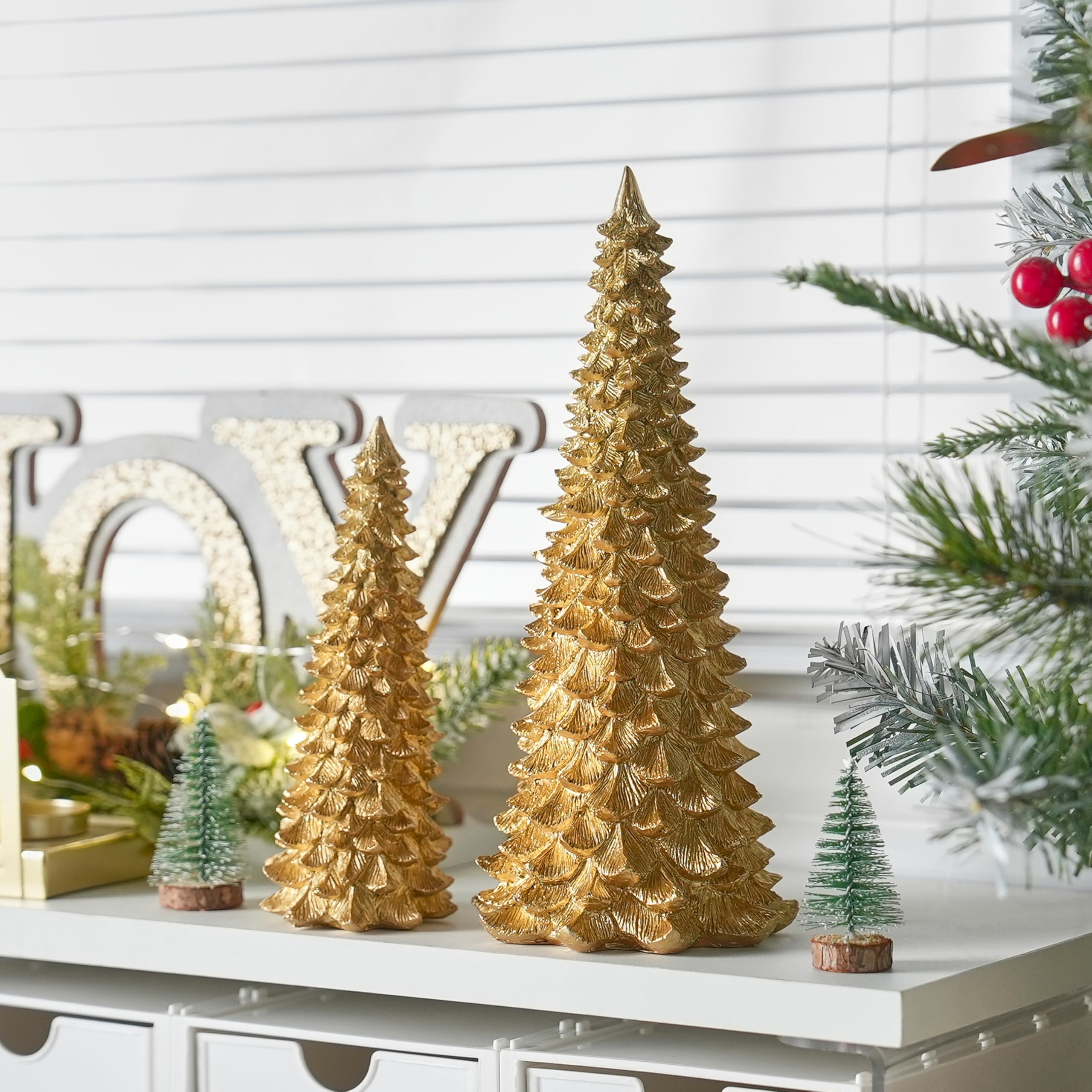 AOMOONOA two trees on mantel creating cozy holiday atmosphere benefit