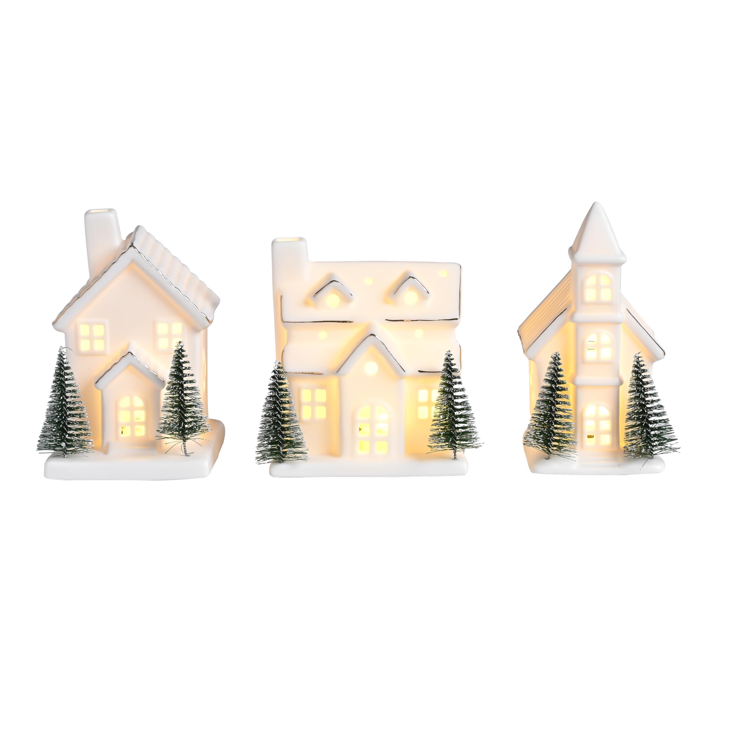 AOMOONOA mantel display with white houses enhancing seasonal styling and atmosphere