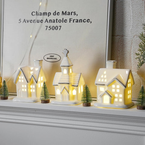 AOMOONOA mini trees with snowy flocking adding festive texture