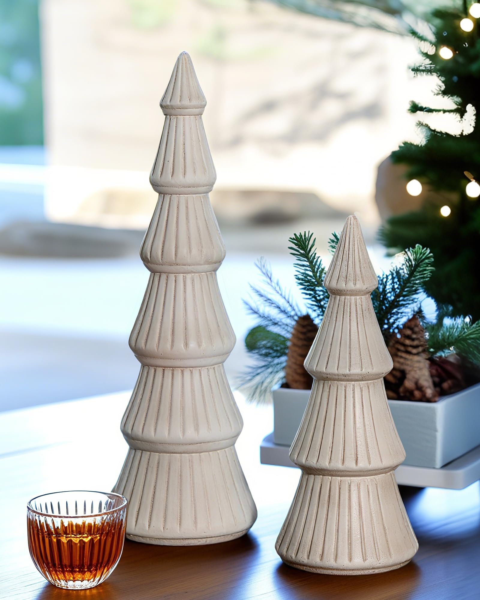 AOMOONOA trees on a living room shelf showing scale and layering benefits