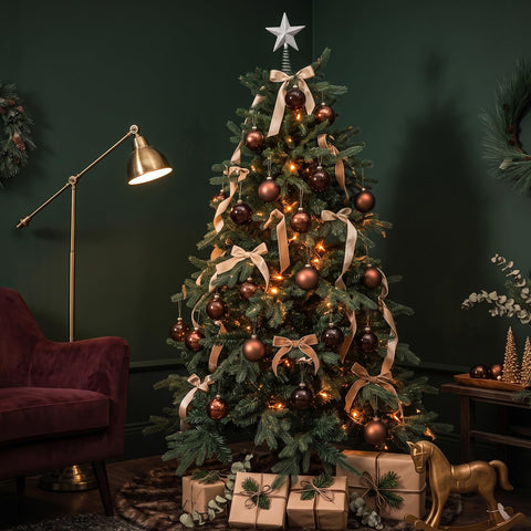 AOMOONOA brown ornaments arranged in a bowl for a centerpiece