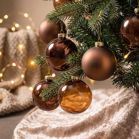 AOMOONOA brown glass balls used as wreath and garland accents