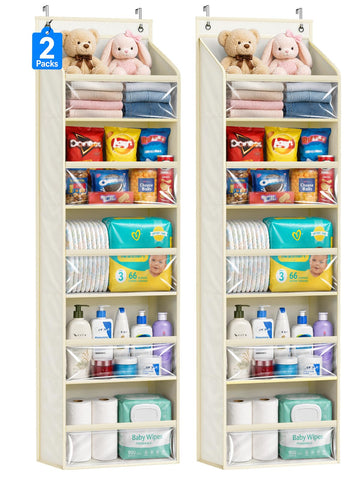 AOODA front view showing the two-pack over-the-door organizers and benefits of space-saving