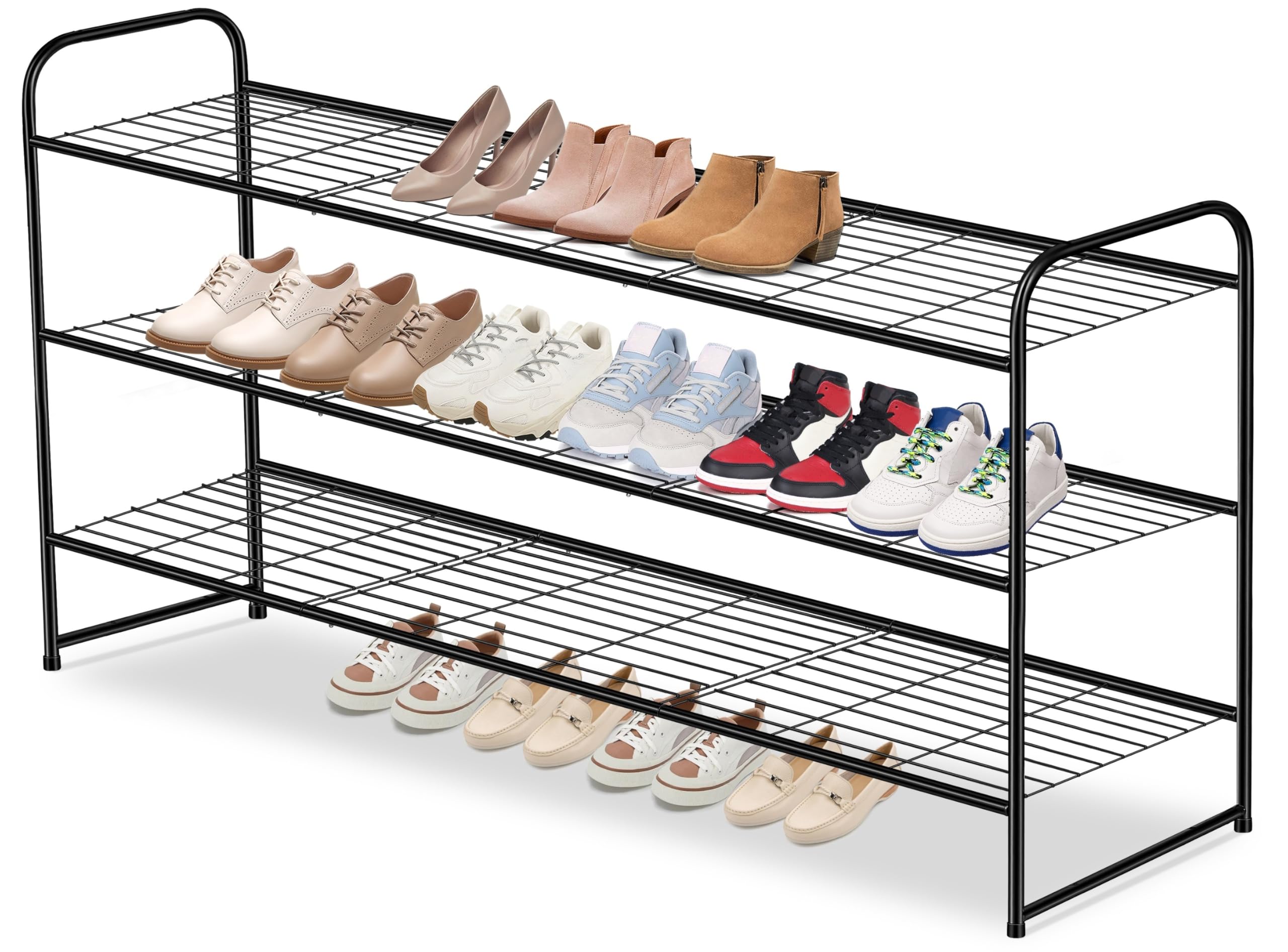 AOODA front view of 3-tier shoe rack showing space-saving benefit