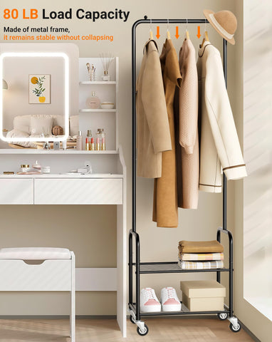 AOODA hanging bar loaded with shirts demonstrating organized garment storage