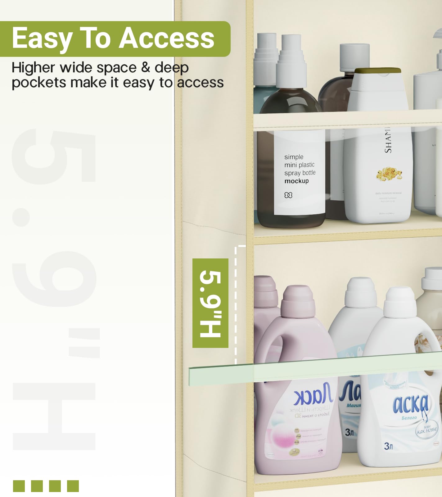 AOODA organizer hanging in a nursery showing easy access to diapers and bottles