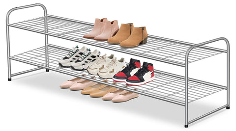 AOODA front view of long shoe rack showing organized shoes and space saving