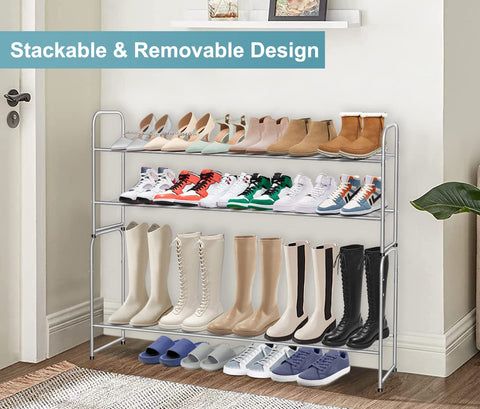 AOODA rack with boots to show tier height and taller footwear compatibility