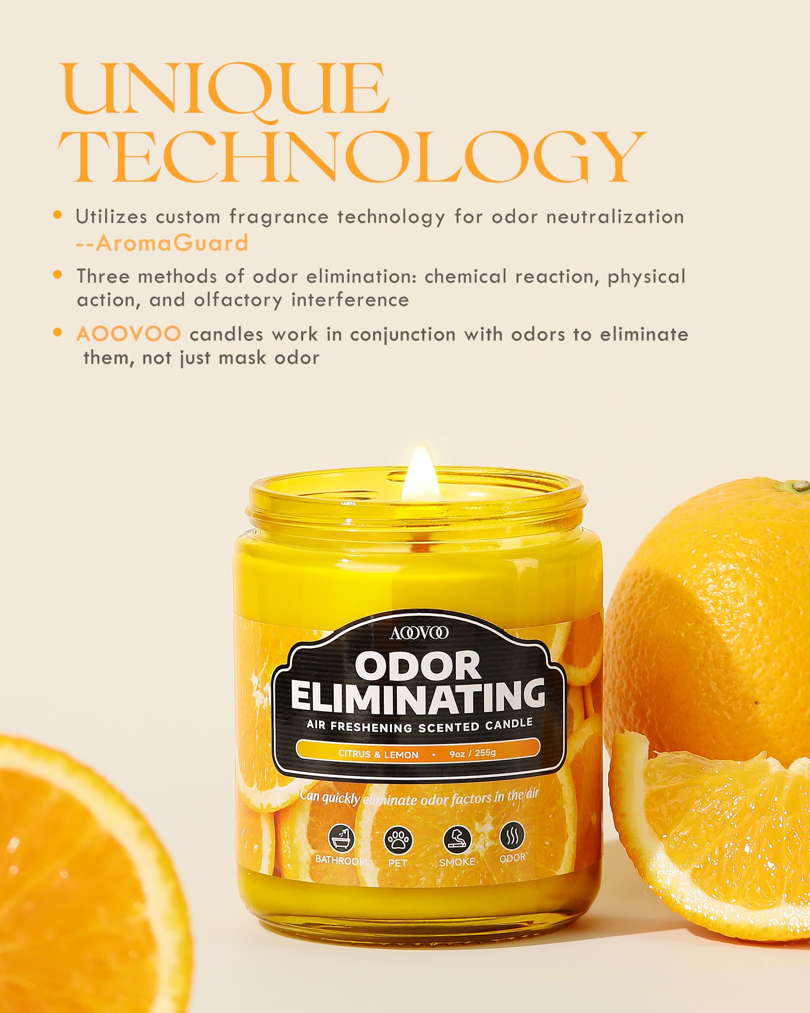 AOOVOO close-up of soy wax and wick highlighting clean stable burn benefits