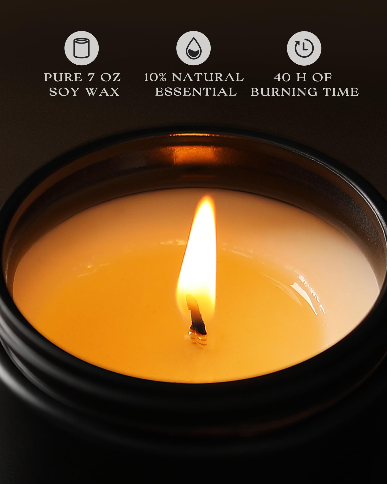 AOOVOO close-up of wax pool and wick showing even melt and long-lasting burn