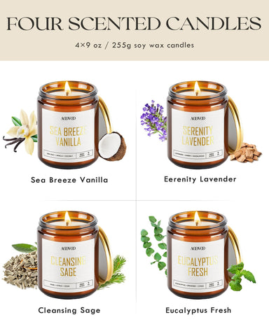 AOOVOO Eucalyptus Fresh candle lit in a room creating refreshing ambiance and clarity