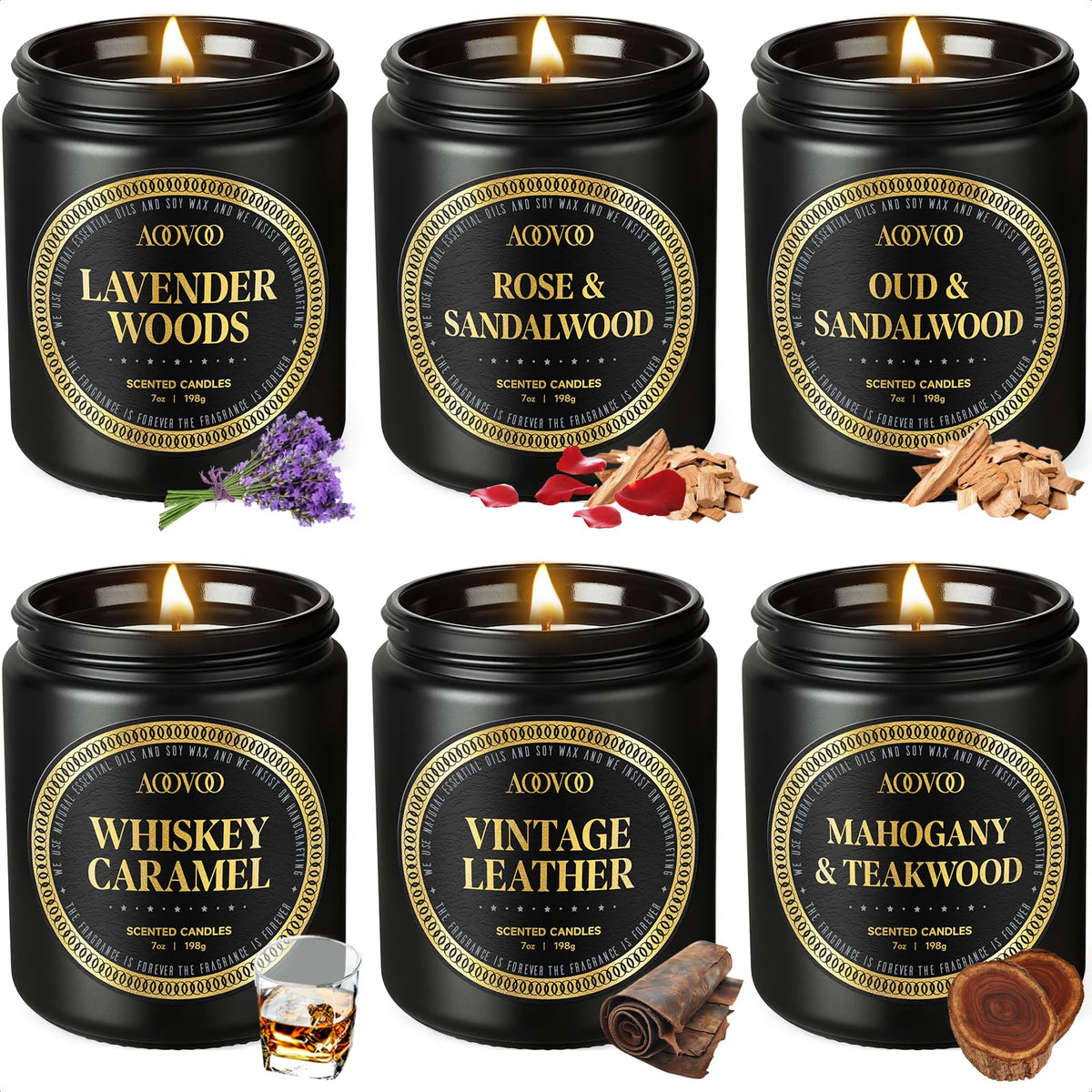 AOOVOO gift box of six candles showcasing elegant packaging and premium presentation