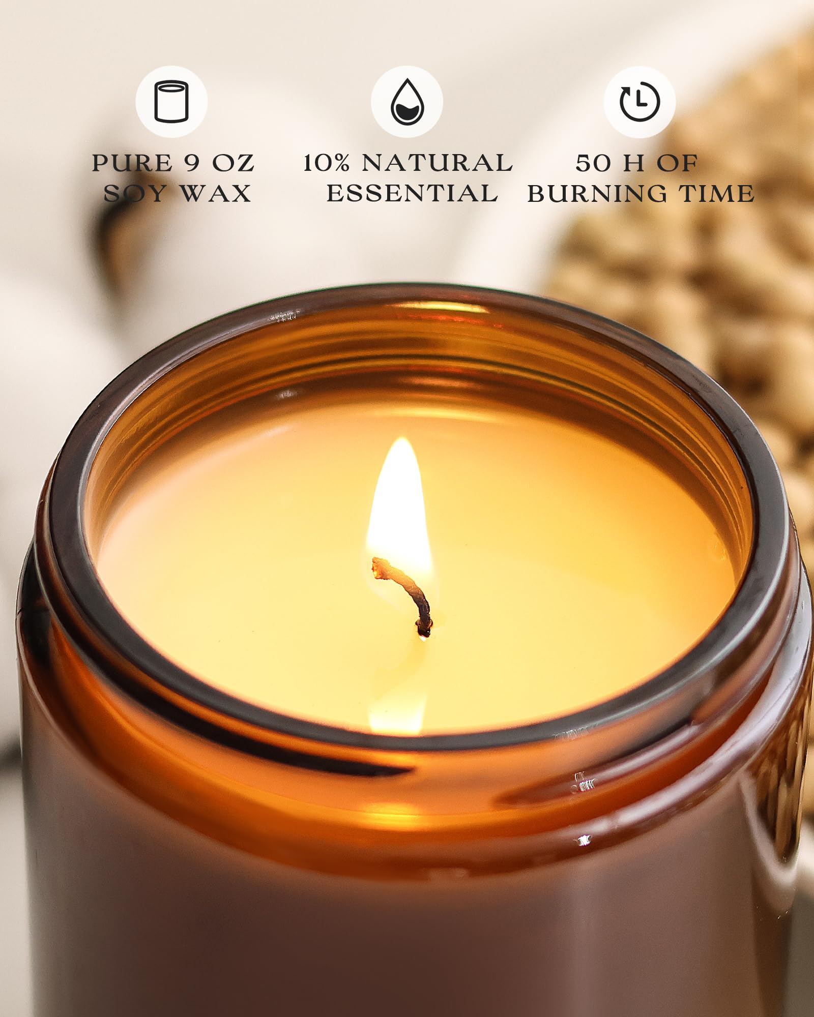AOOVOO Serenity Lavender candle close-up showing smooth soy wax and calming aroma