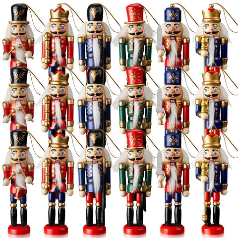 Aoriher wooden nutcrackers front packaging showing full 24-piece set benefit easy decorating