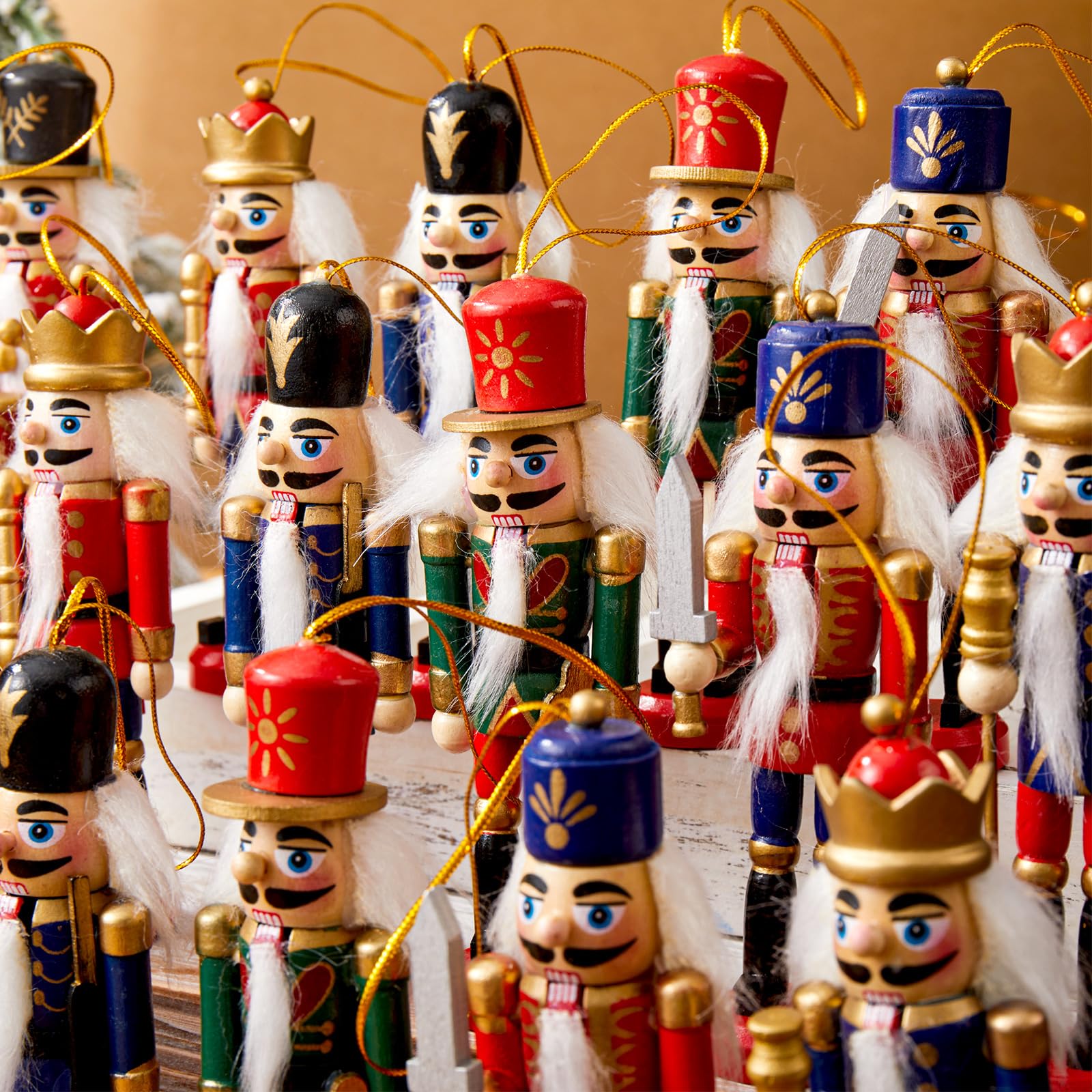 Aoriher nutcrackers standing on mantel offering stable tabletop accent for holiday displays