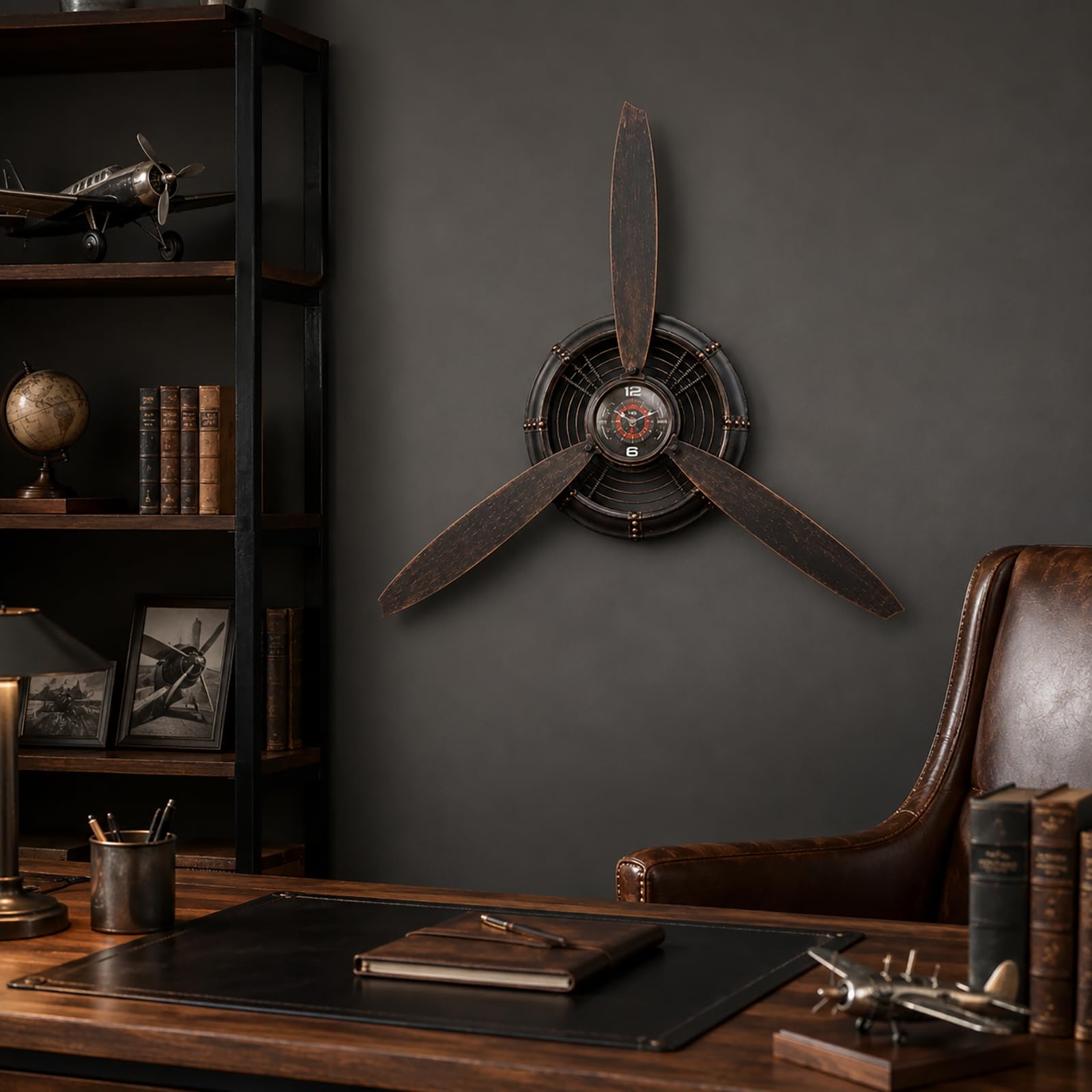 AOROTOE propeller clock blade texture emphasizes metal construction and vintage character