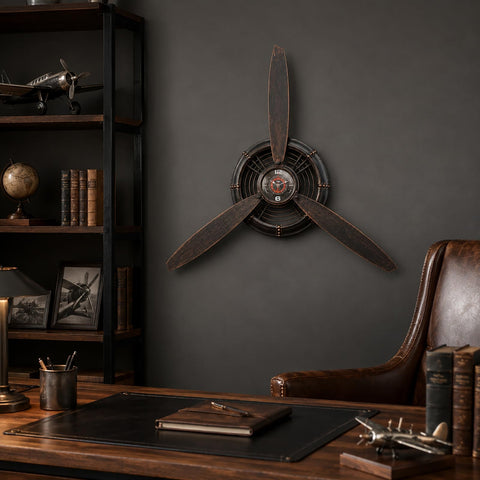 AOROTOE propeller clock blade texture emphasizes metal construction and vintage character