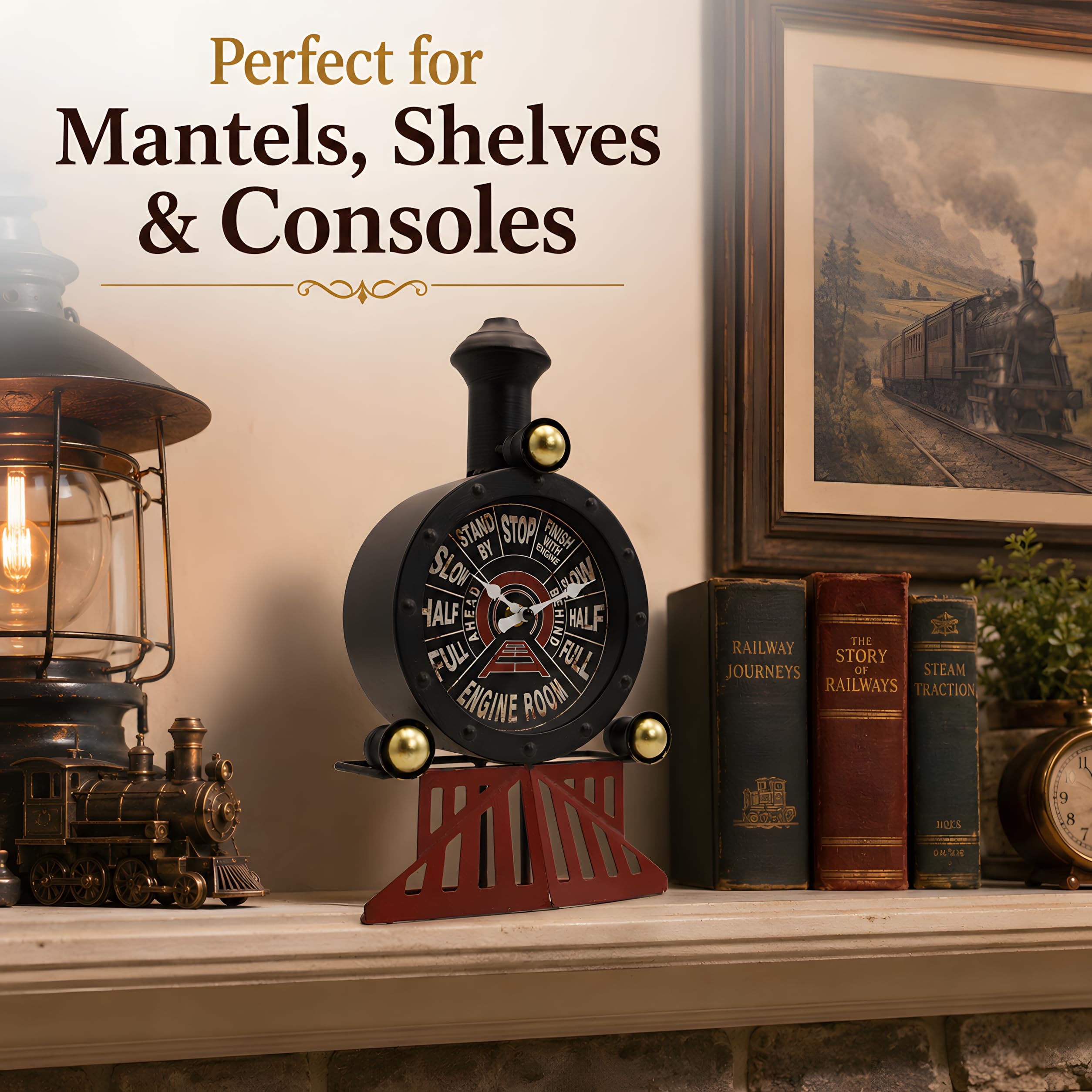 AOROTOE wall mounted train clock creating striking railroad themed decor