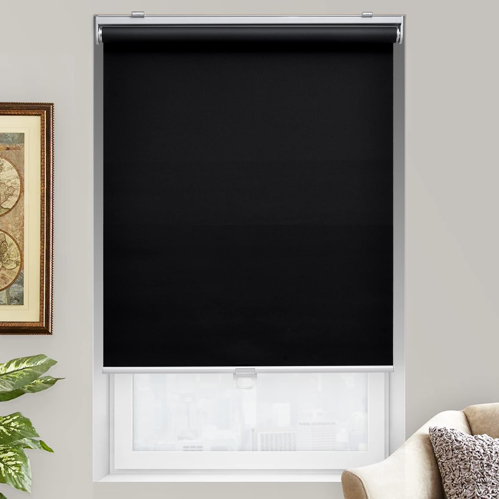 AOSKY fabric texture close-up highlighting blackout weave and thermal backing benefits
