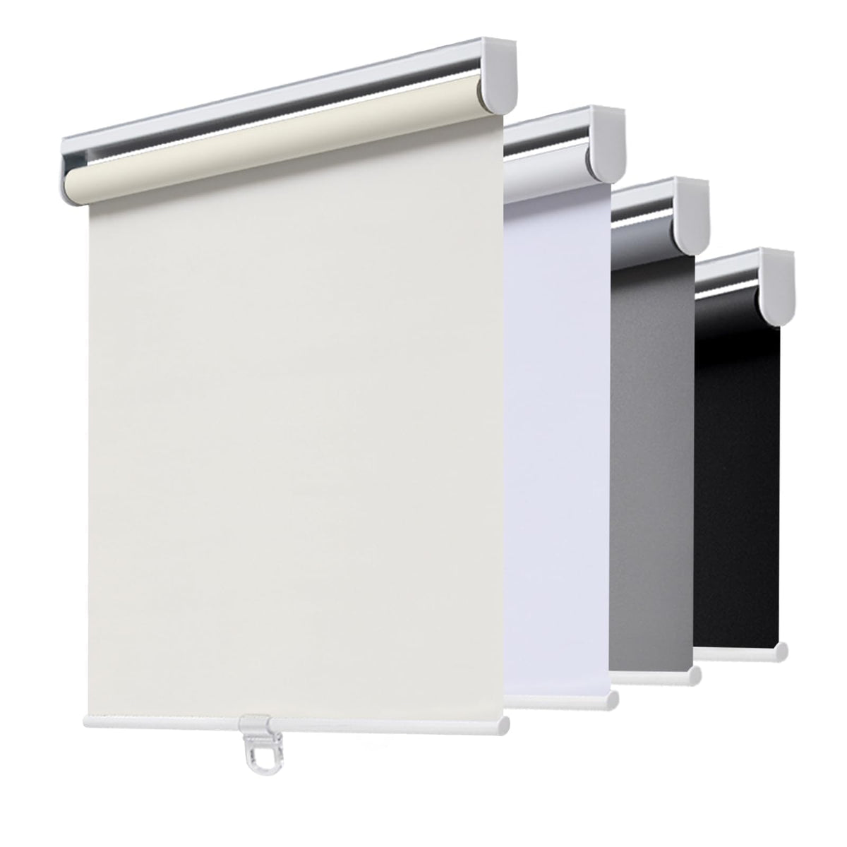 AOSKY front view of ivory roller shade showing full blackout and clean look